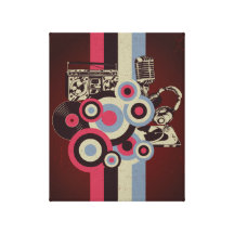 Música retro impressão de canvas envolvida