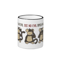 Não ouça nenhum macaco do mau - novo caneca