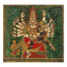 Narasimha que mata Hiranyakashipu em seu regaço Impressão Fotográficas