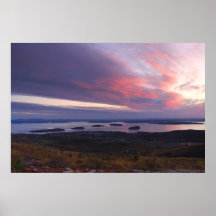Nascer do sol da folha da montanha do cadillac poster