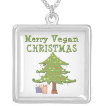 Natal alegre do Vegan Colar Personalizado