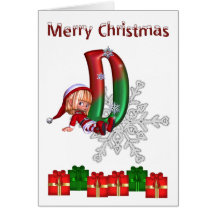 Natal D do monograma do cartão