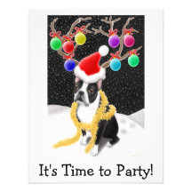 Natal de Boston Terrier Convites