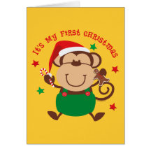 Natal do menino do macaco ø cartao