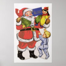 Natal do pai, cartão de Natal do Victorian Pôsteres