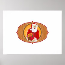 Natal do pai de Papai Noel retro Impressão