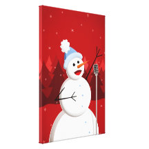 Natal feliz do boneco de neve do canto impressão de canvas envolvida