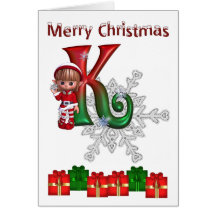 Natal K do monograma do cartão