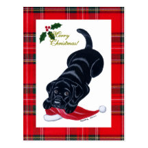 Natal preto do filhote de cachorro de Labrador & d Cartoes Postais