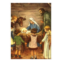 Natal religioso do vintage, natividade, bebê Jesus Convite Personalizados