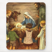 Natal religioso do vintage, natividade, bebê Jesus Mouse Pad
