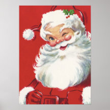 Natal vintage, pisc alegre de Papai Noel Pôsteres