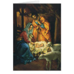Natividade do natal vintage, bebê Jesus no comedoi Cartões