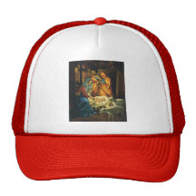 Natividade do natal vintage, bebê Jesus no comedoi Bonés
