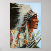 Nativo americano principal dos Blackfeet da veste  Impressão