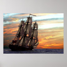 navigação para o por do sol poster