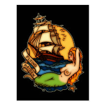 Navio da sereia e de pirata cartão postal