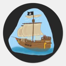 Navio de pirata com bandeira adesivo