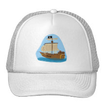 Navio de pirata com bandeira boné