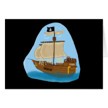 Navio de pirata com bandeira cartão