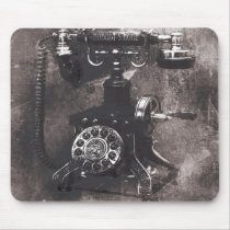 Ninguém arte retro home do telefone no cinza mousepads