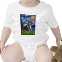 Noite estrelado francesa de buldogue (preto 11) -  tshirt