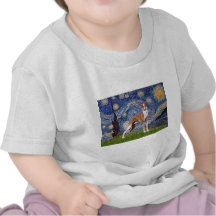 Noite estrelado - Whippet (suporte) Camiseta