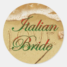 Noiva italiana elegante adesivos em formato redondos