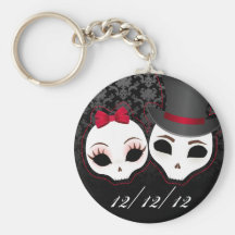 Noiva & noivo Skullie (vermelho) Chaveiros