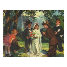 Noivos da criança do vintage; Finja o casamento Convite Personalizado