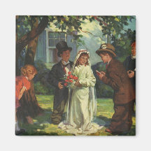 Noivos da criança do vintage; Finja o casamento Imã De Geladeira
