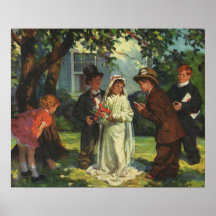 Noivos da criança do vintage; Finja o casamento Poster
