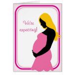 Nós estamos esperando! Silhueta grávida da barriga Cartoes