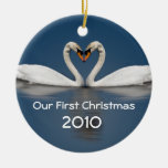 Nossas cisnes bonito do primeiro Natal Enfeites De Natal