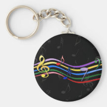 Notas coloridas arco-íris da música chaveiros