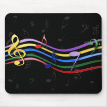 Notas coloridas arco-íris da música mousepad