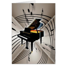 Notas e funcionarios do piano cartoes