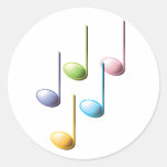 Notas musicais coloridas adesivo em formato redondo