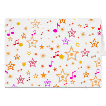 Notas musicais e estrelas: cartoes