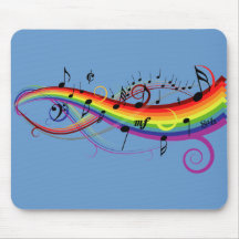 Notas musicais pretas Mousepad do arco-íris