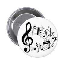 Notas musicais pretas na forma oval pins