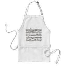 Notas musicais preto e branco aventais
