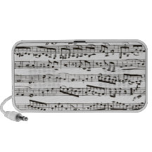 Notas musicais preto e branco caixinha de som portátil
