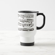 Notas musicais preto e branco caneca