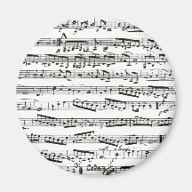 Notas musicais preto e branco imãs de refrigerador