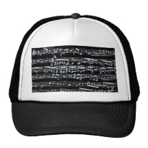 Notas preto e branco da música bonés