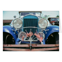 Notecard patriótico do carro antigo cartoes