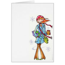 notecard ventoso das mulheres do inverno cartões