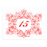 Números vermelhos ornamentado da mesa de quadro cartao postal