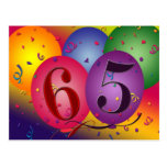 o 65th cartão da festa de aniversário convida - pe cartão postal